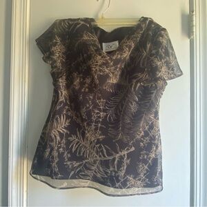 Donna Ricco 12 Black and Gold Sheer Women's 2pc Skirt Set Vintage 100% Polyester